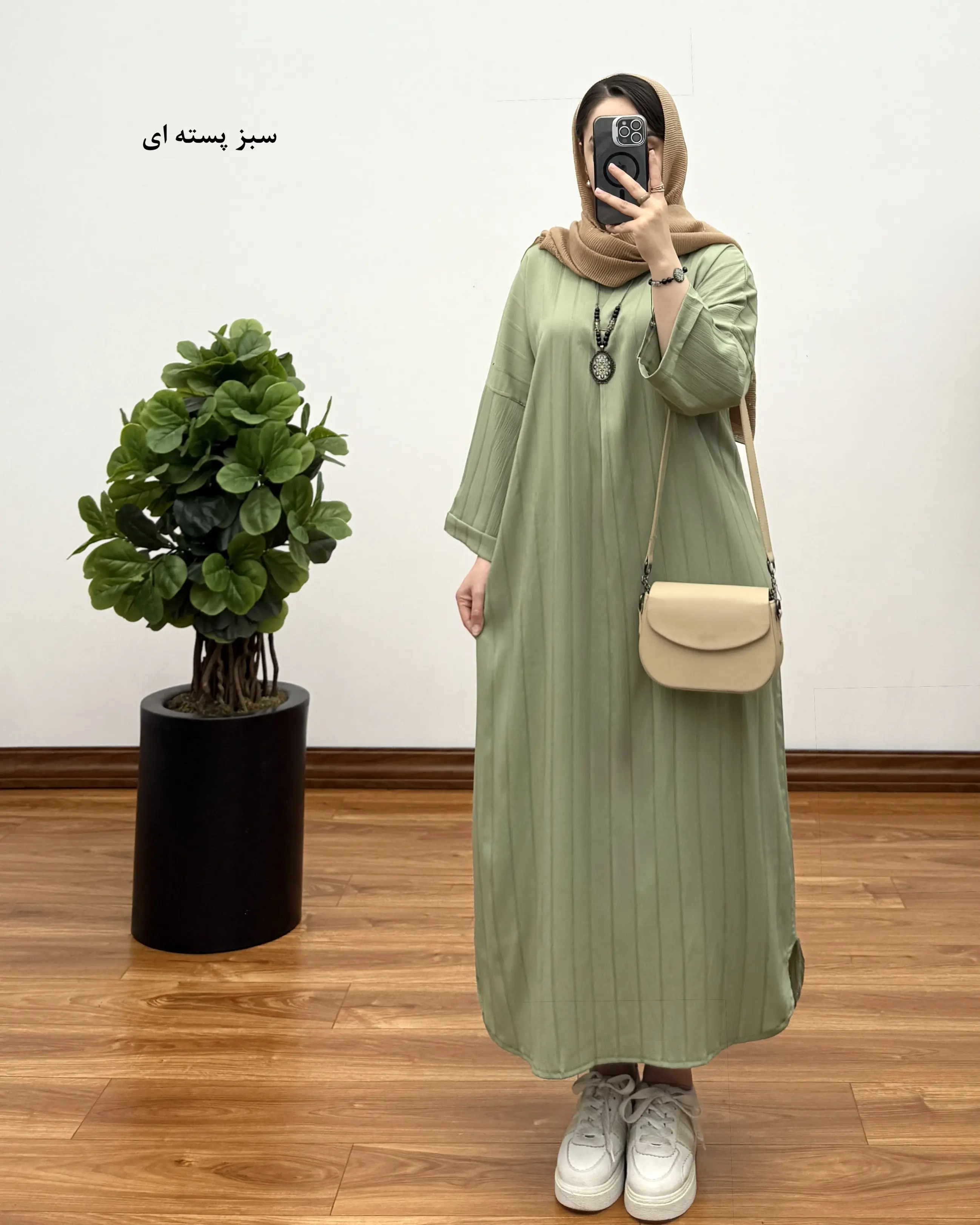 کفتان زنانه بلند مدل یقه کوبایی